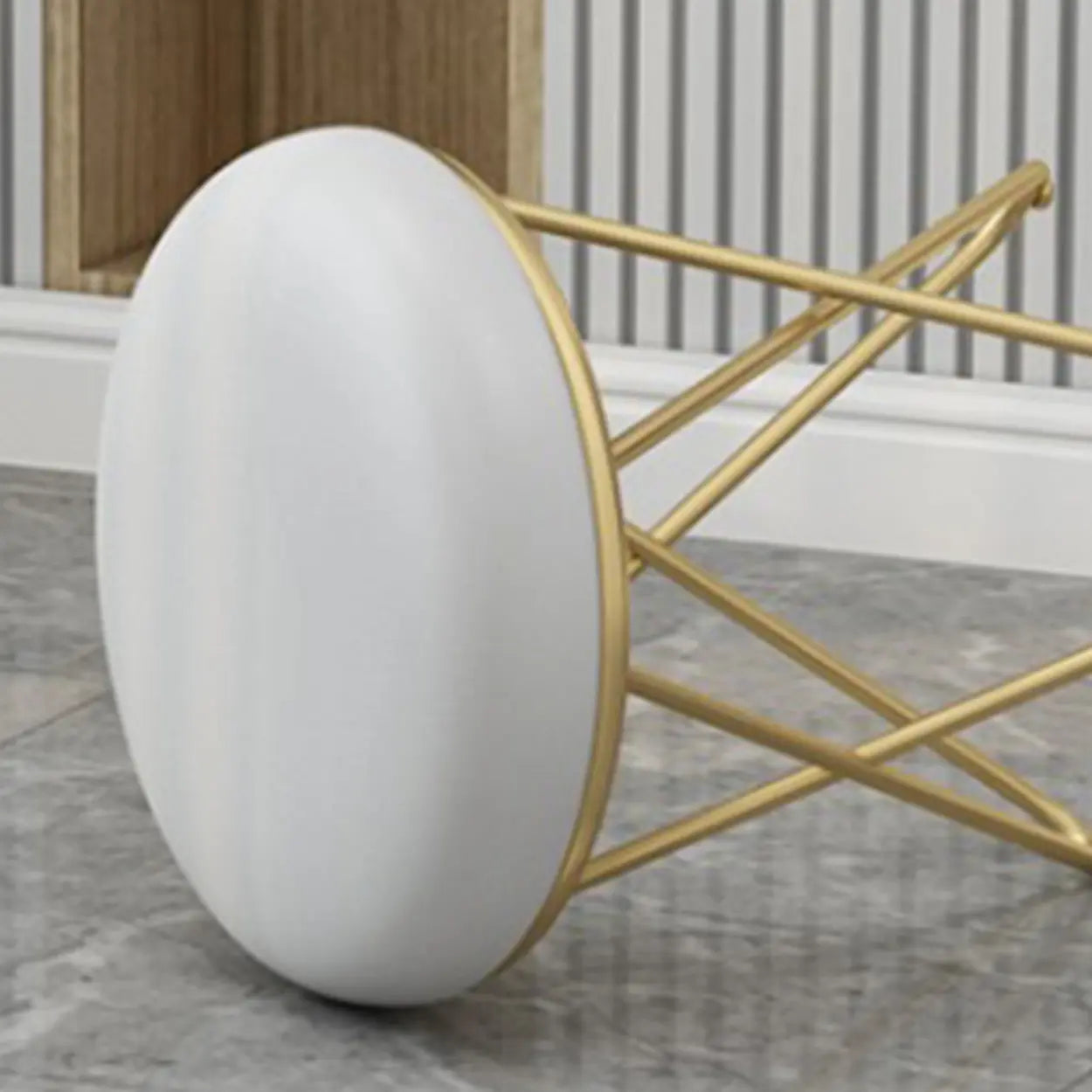 Houndstooth Round Metal Pedestal Vanity Stool — Houndstooth pattern / 1 Piece