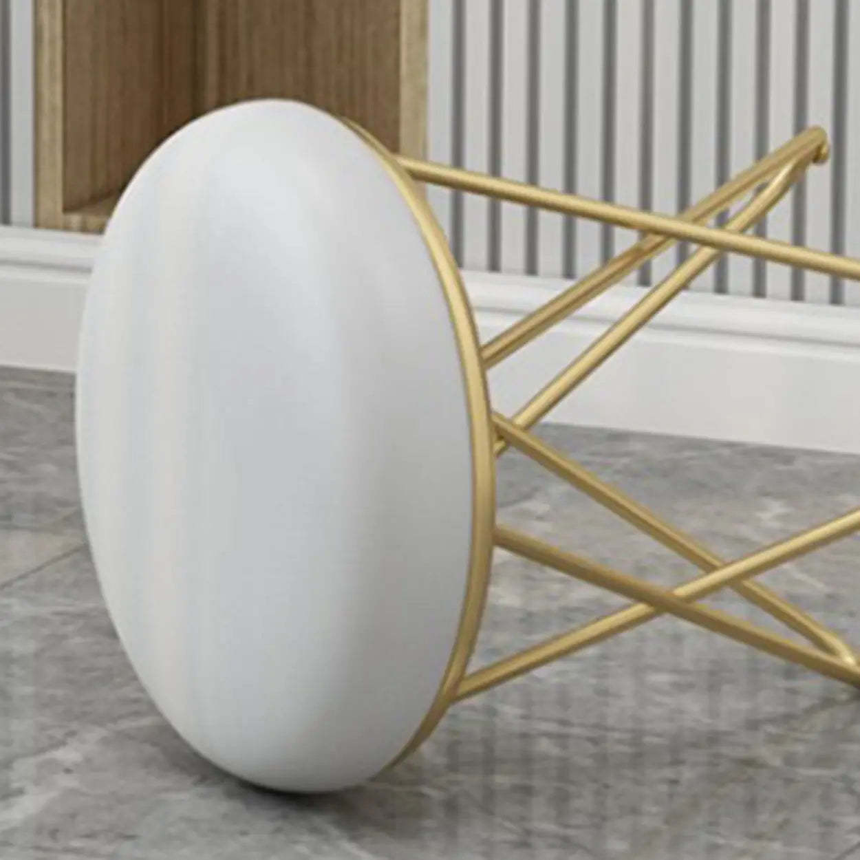 Houndstooth Round Metal Pedestal Vanity Stool — Houndstooth pattern / 1 Piece