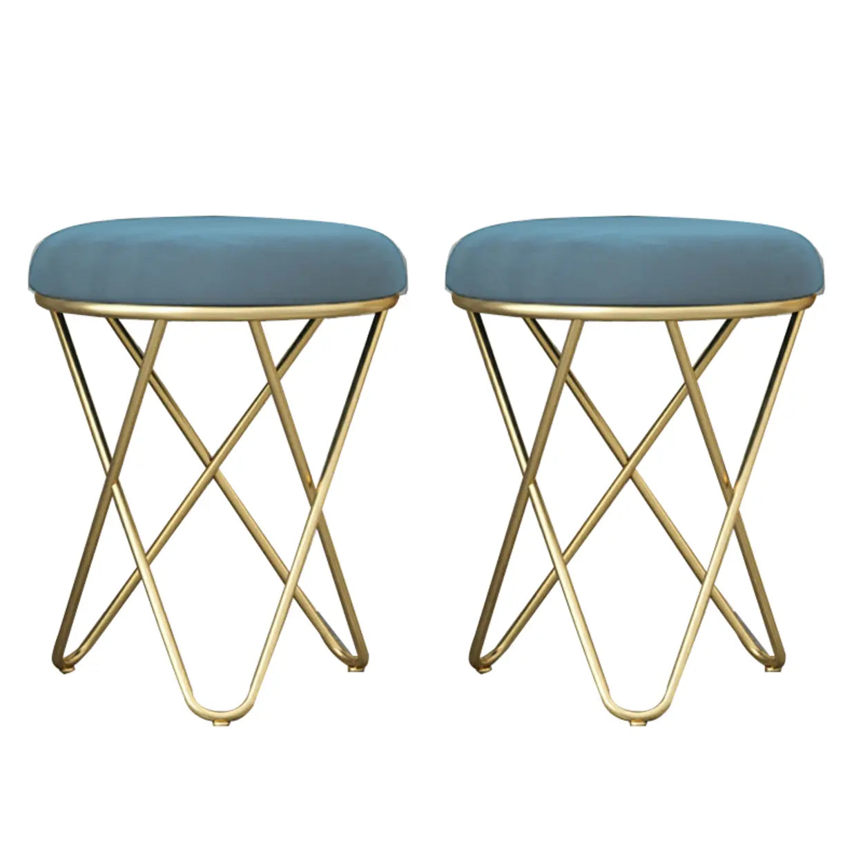 Houndstooth Round Metal Pedestal Vanity Stool
