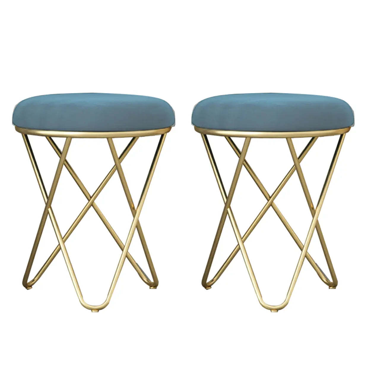 Houndstooth Round Metal Pedestal Vanity Stool