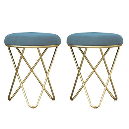Houndstooth Round Metal Pedestal Vanity Stool