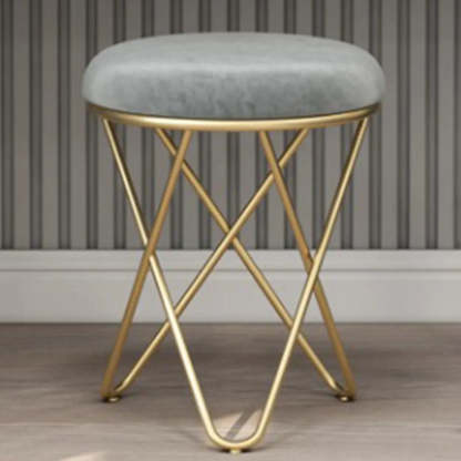 Houndstooth Round Metal Pedestal Vanity Stool