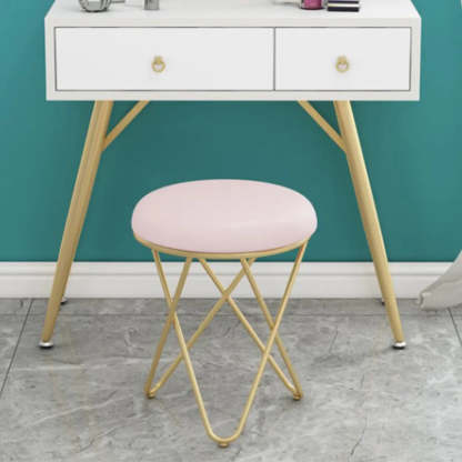 Houndstooth Round Metal Pedestal Vanity Stool