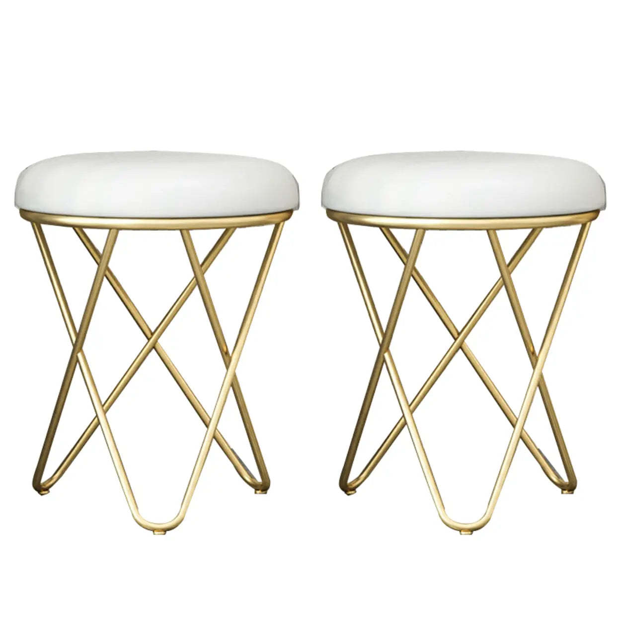 Houndstooth Round Metal Pedestal Vanity Stool
