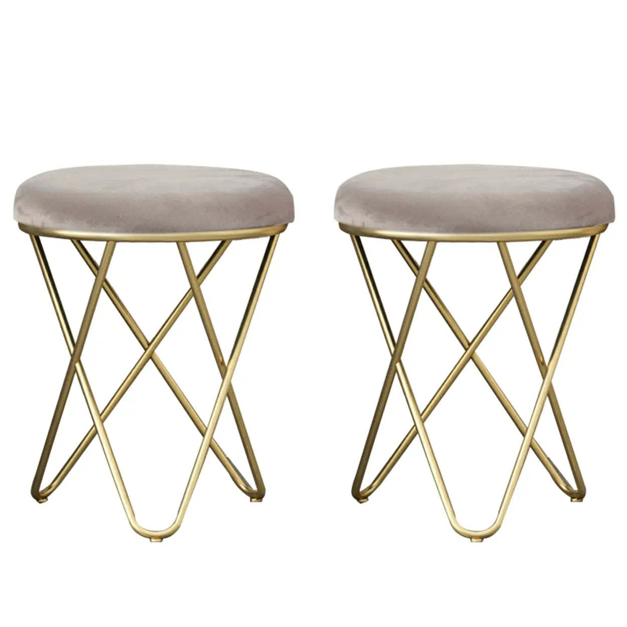 Houndstooth Round Metal Pedestal Vanity Stool