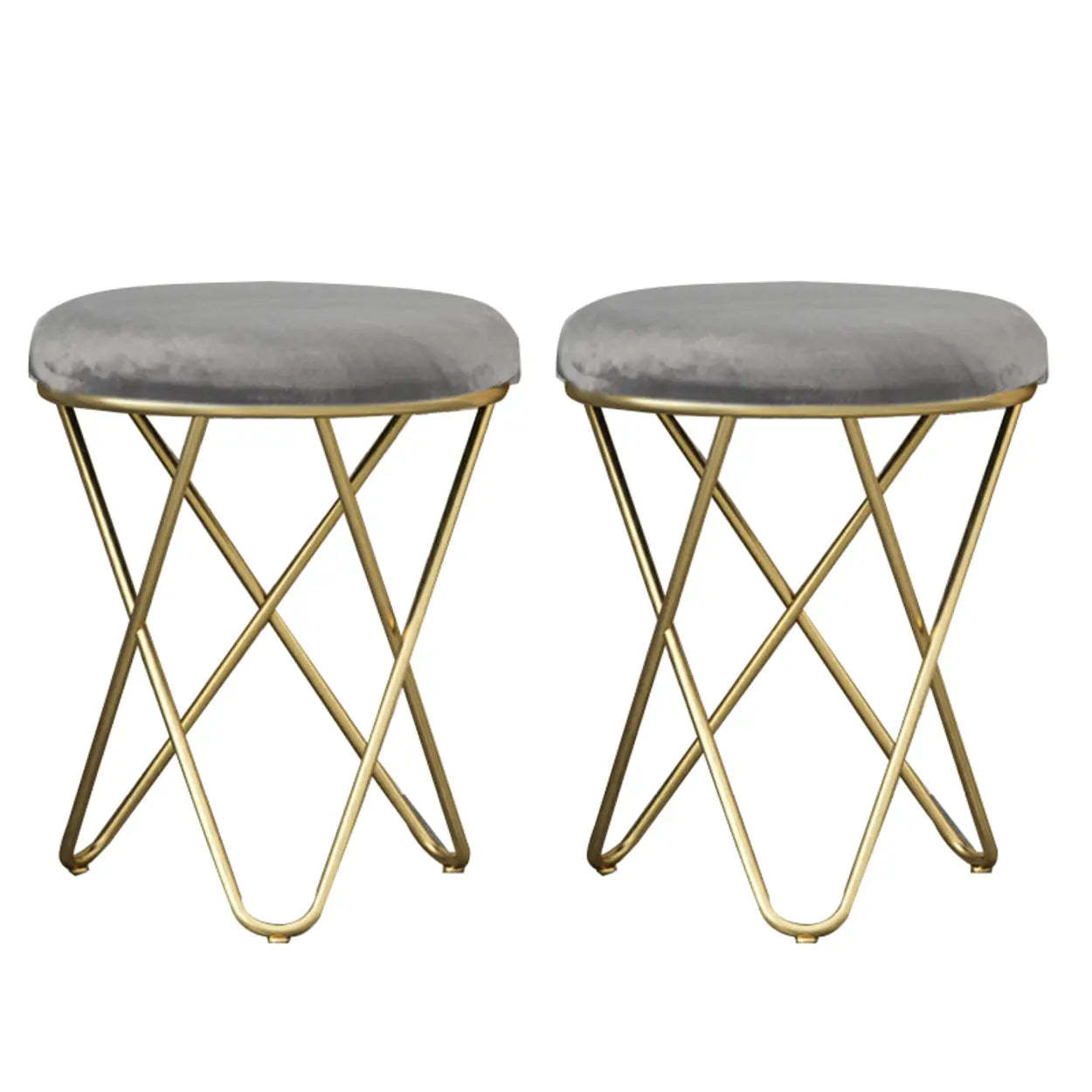 Houndstooth Round Metal Pedestal Vanity Stool