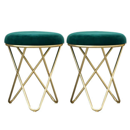 Houndstooth Round Metal Pedestal Vanity Stool