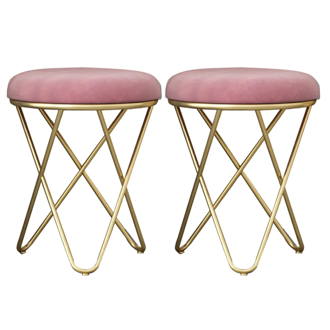 Houndstooth Round Metal Pedestal Vanity Stool