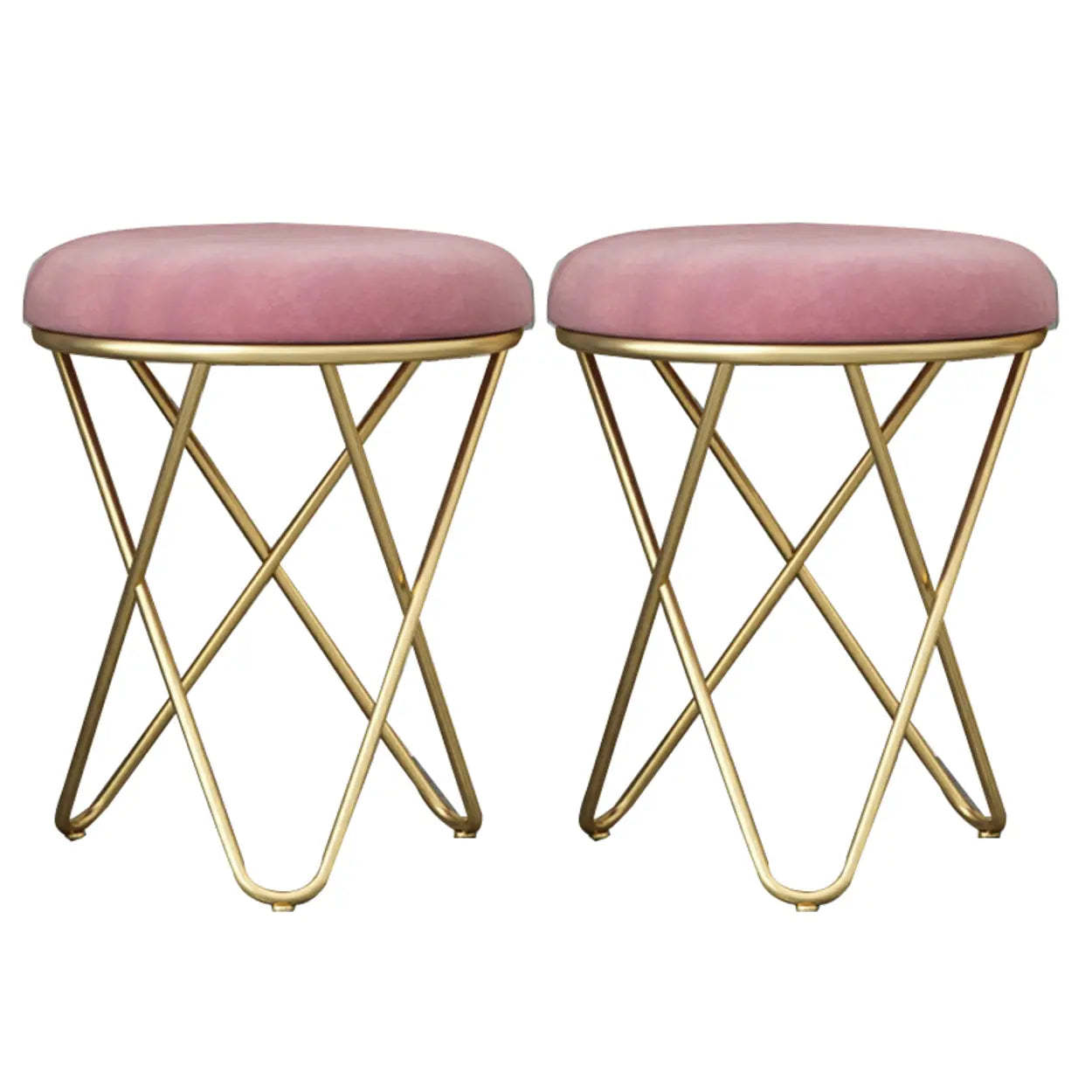 Houndstooth Round Metal Pedestal Vanity Stool