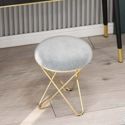 Houndstooth Round Metal Pedestal Vanity Stool — Pink / 2 Piece Set