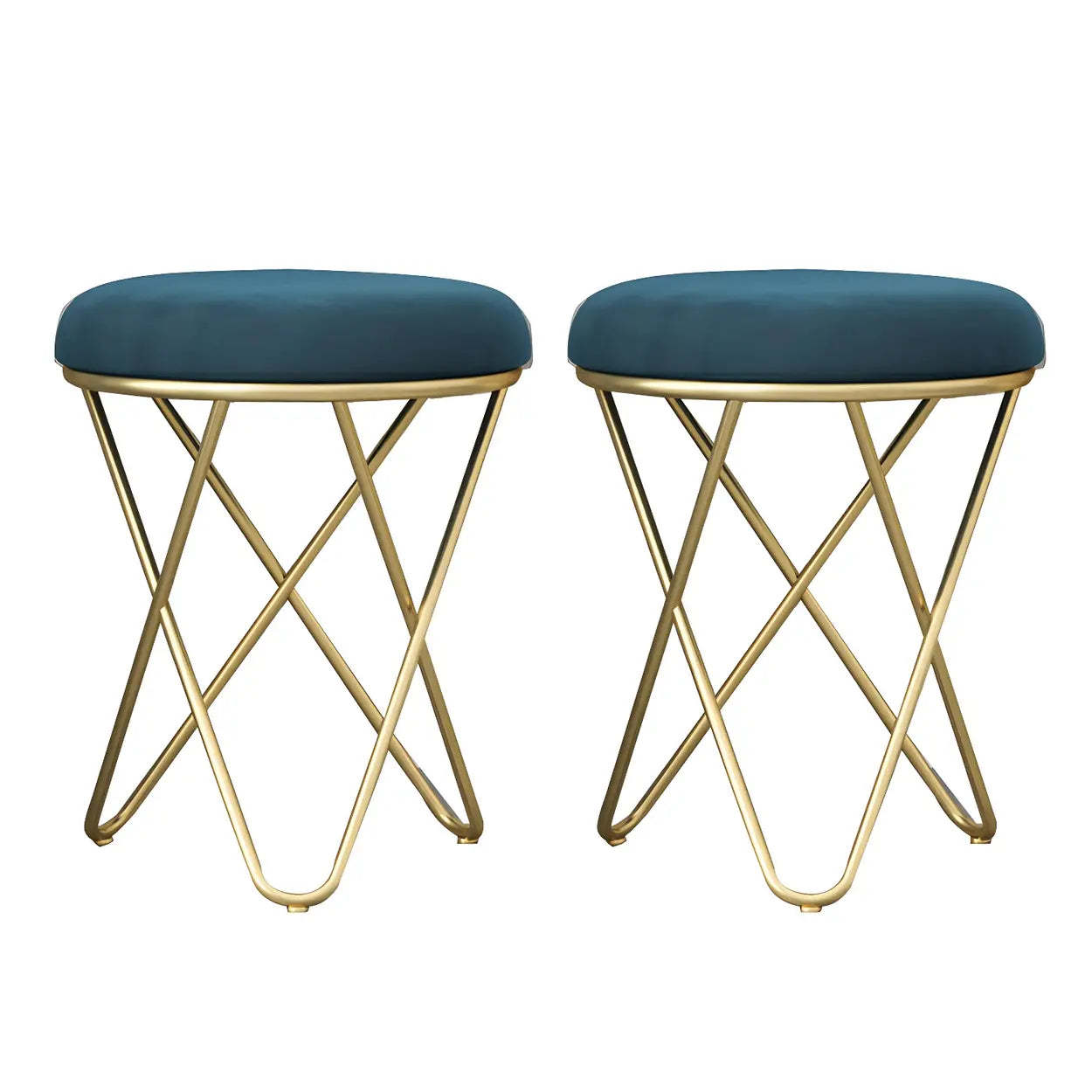 Houndstooth Round Metal Pedestal Vanity Stool — Grey / 1 Piece
