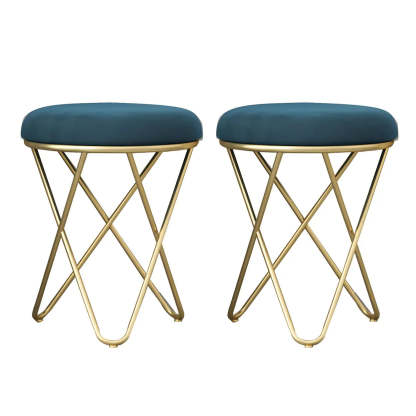 Houndstooth Round Metal Pedestal Vanity Stool — Grey / 1 Piece