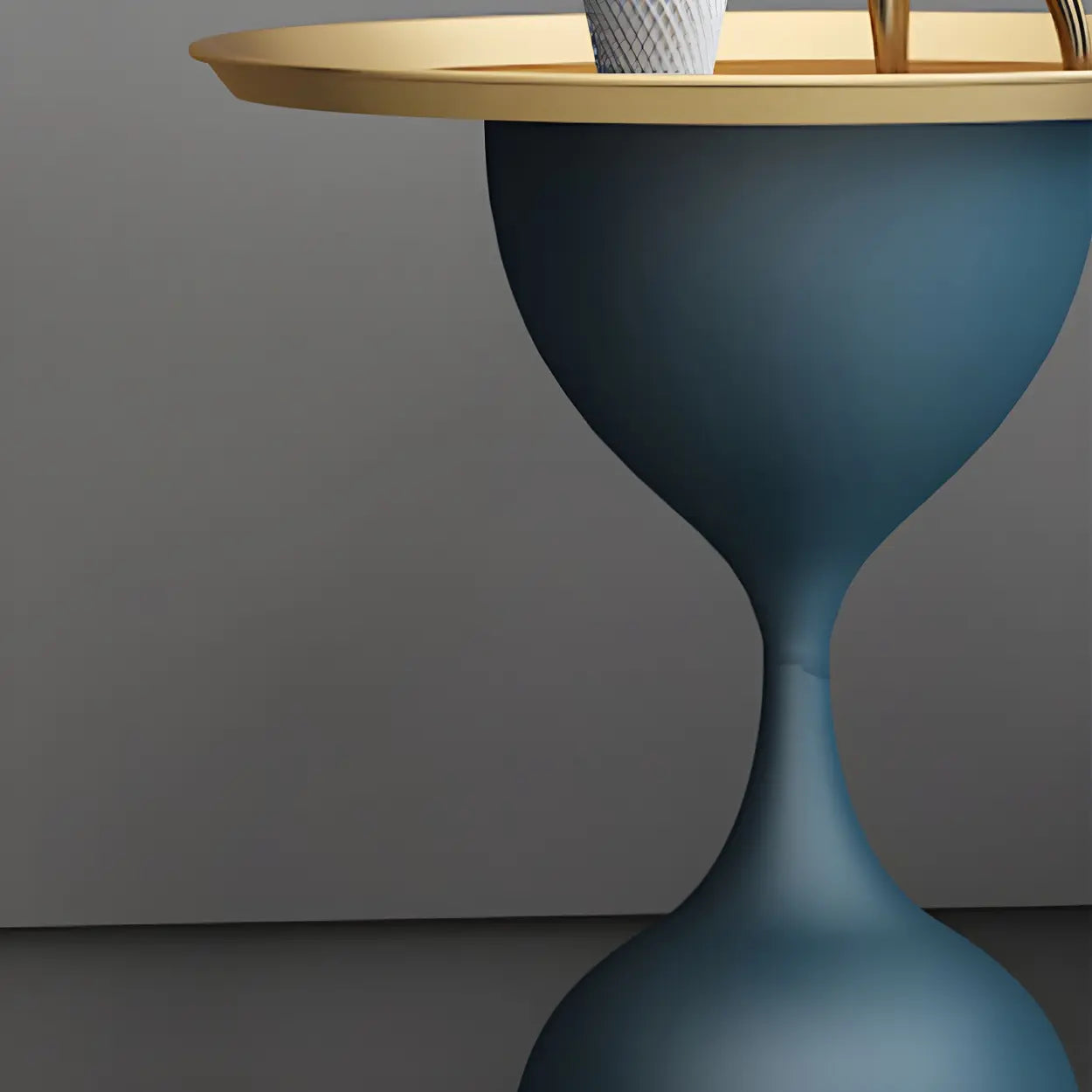 Hourglass Metal Blue Tray-Top Side Table