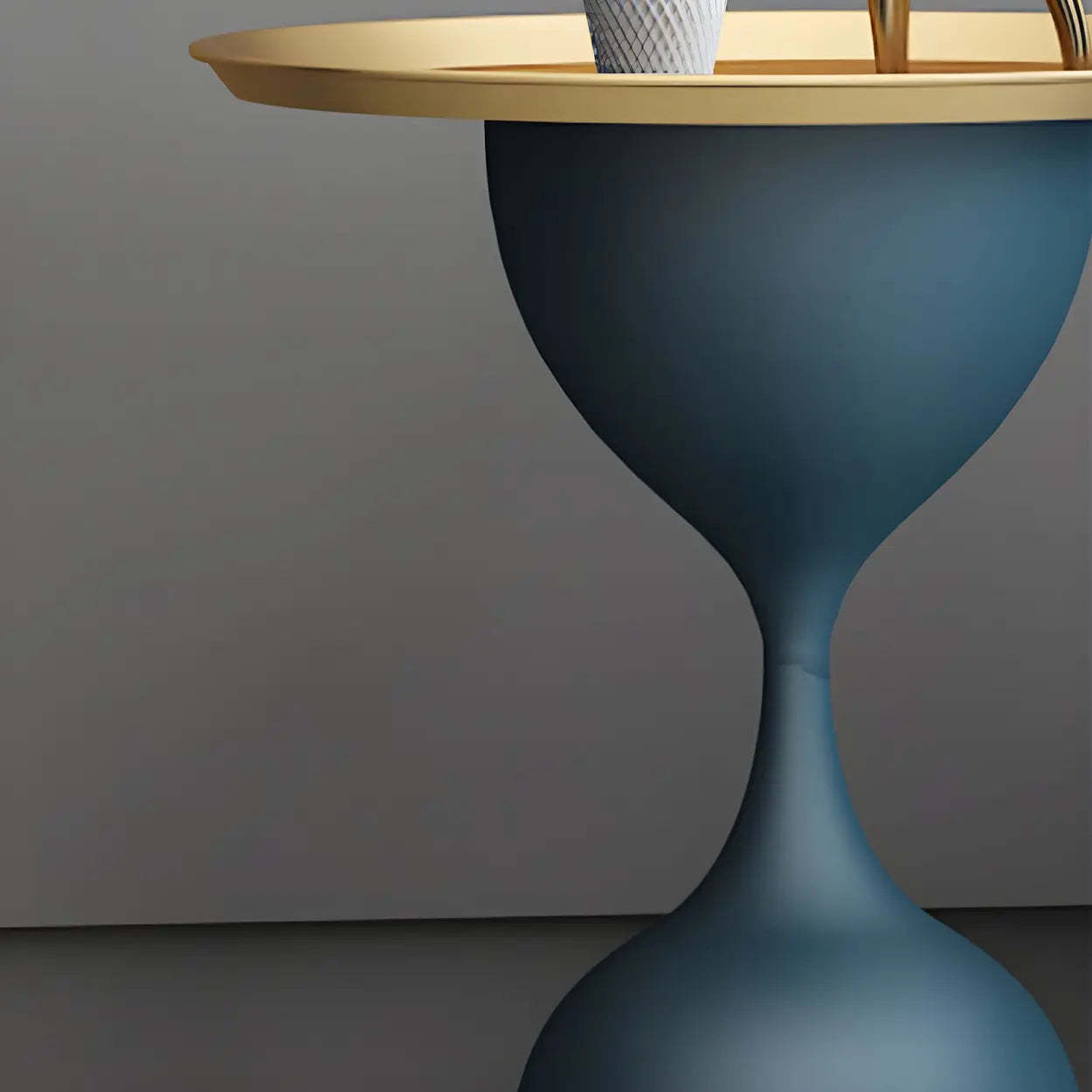 Hourglass Metal Blue Tray-Top Side Table