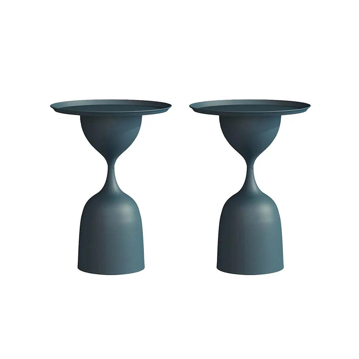Hourglass Metal Blue Tray-Top Side Table — Black / 1