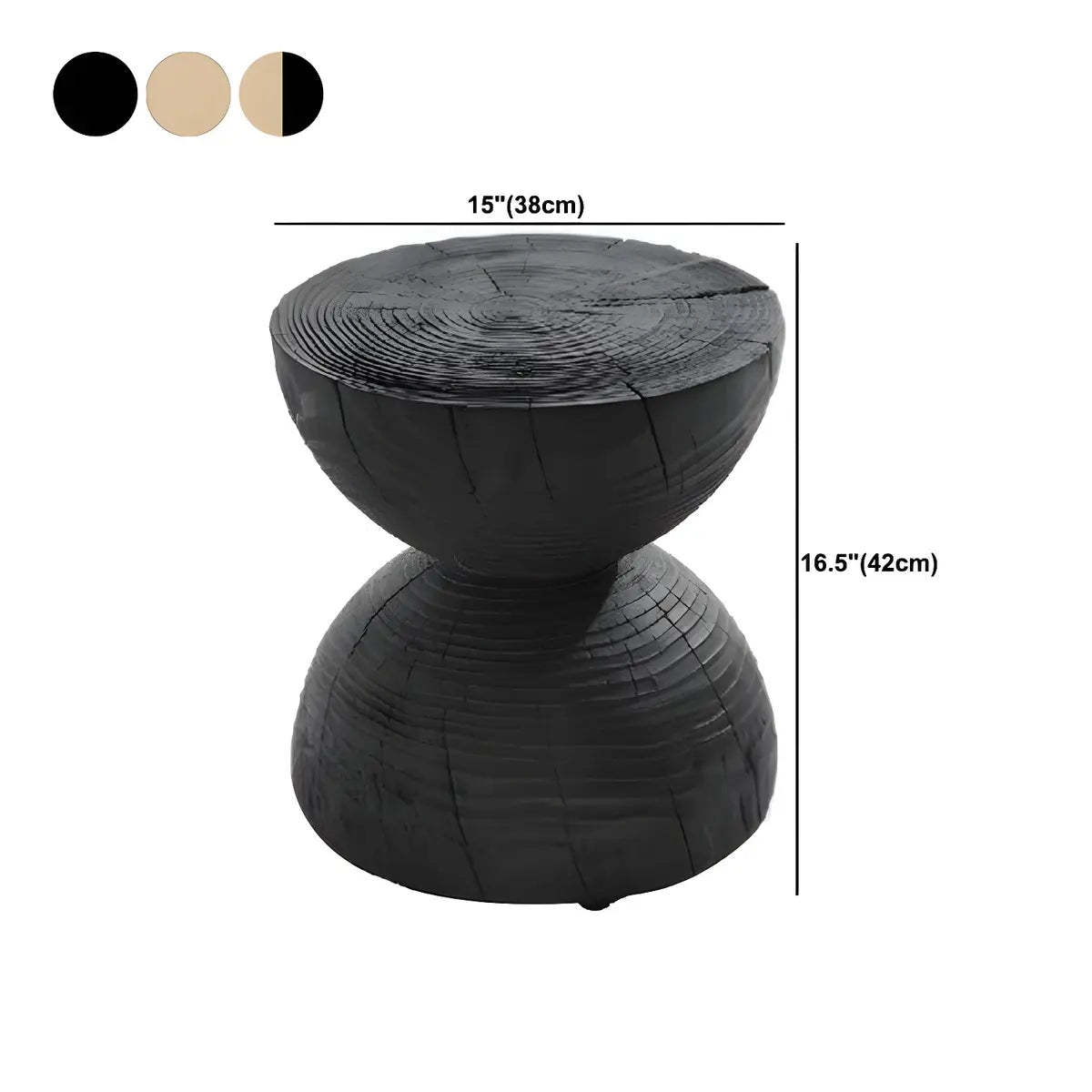Hourglass Pine Wood Natural Side Table