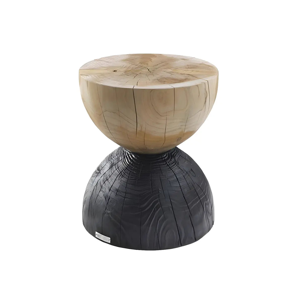 Hourglass Pine Wood Natural Side Table — Black / 2