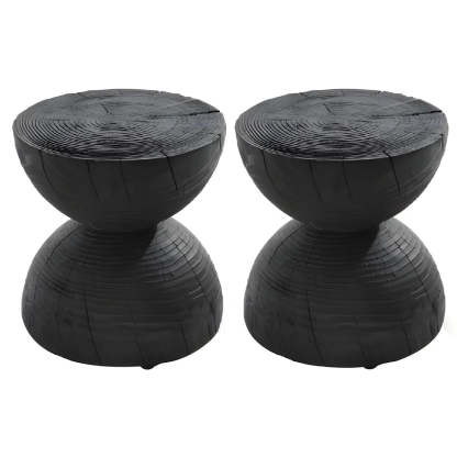 Hourglass Pine Wood Natural Side Table — Natural Finish / 1