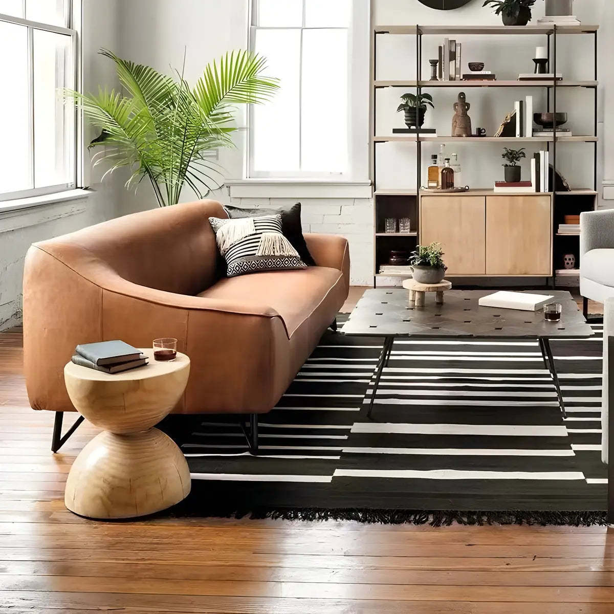 Hourglass Pine Wood Natural Side Table — Natural Finish / 2
