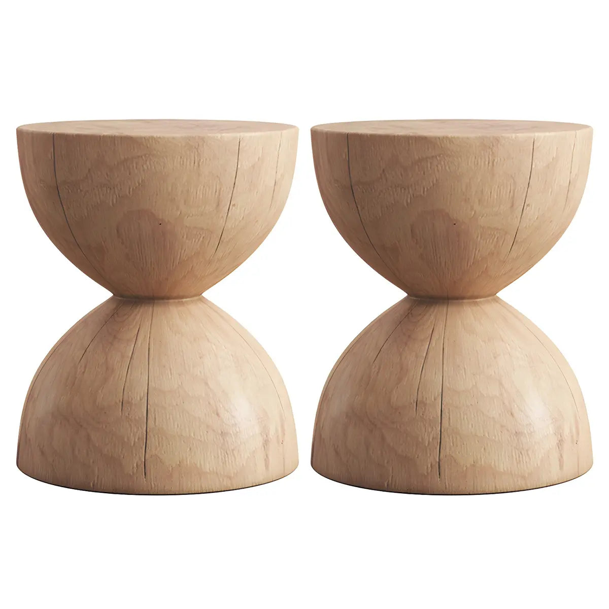 Hourglass Pine Wood Natural Side Table — Natural Wood/ Black / 1