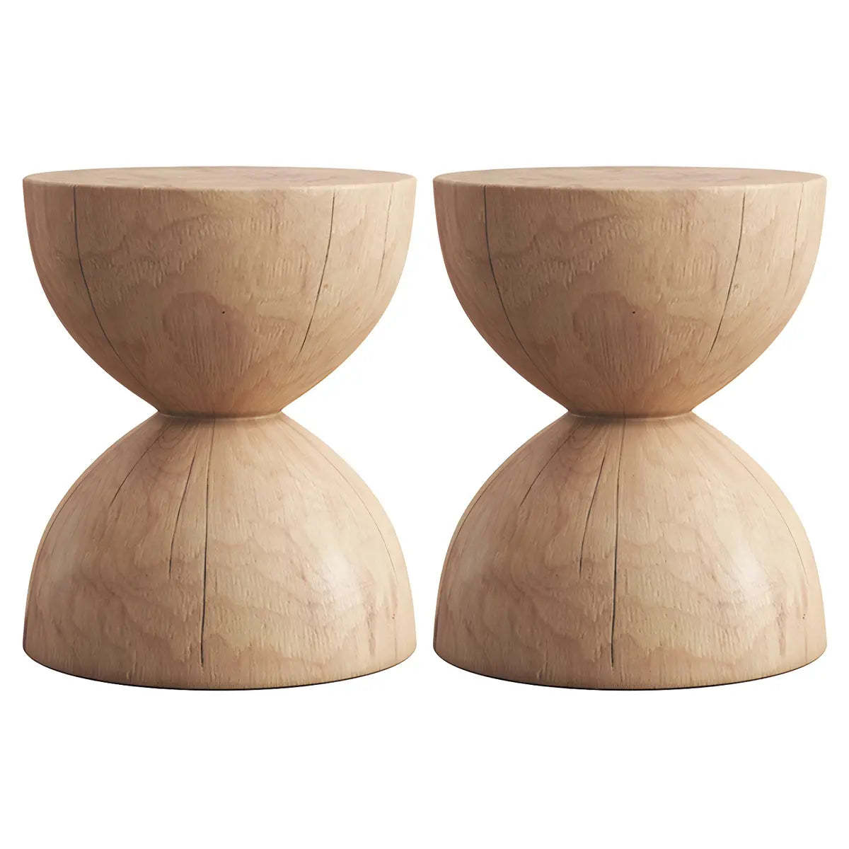 Hourglass Pine Wood Natural Side Table — Natural Wood/ Black / 1