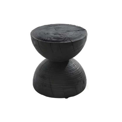 Hourglass Pine Wood Natural Side Table — Natural Finish / 1