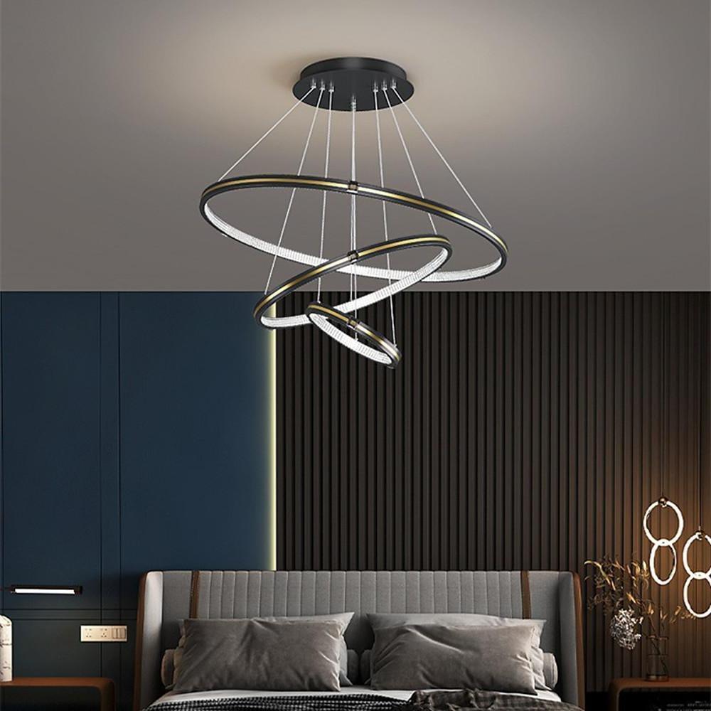 Stylish Three-Ring LED Chandelier