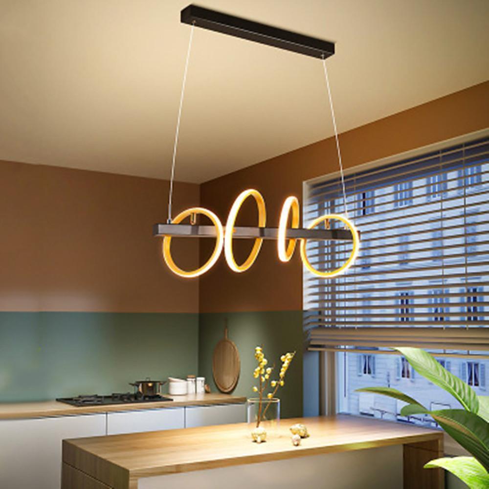 4-Ring LED Gold Chandelier Island Ceiling Light-Lighom