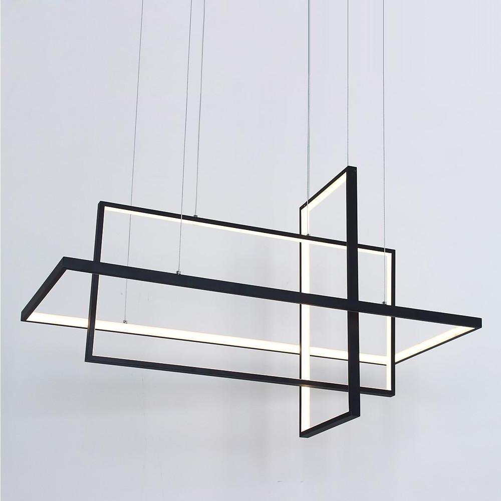 31.5" Three-Part Futuristic Rectangular Aluminum Chandelier
