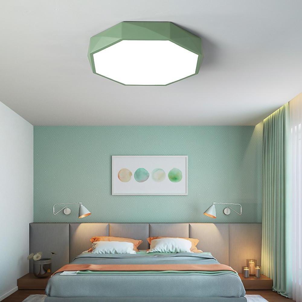 Modern kids octagonal flush mount lighting in synthetic — 12" / Yellow / Cool White (6000K)