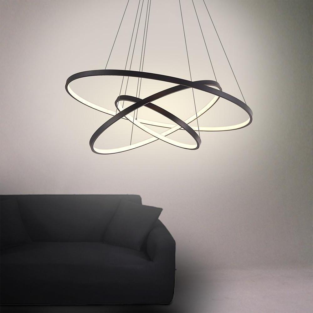 3 Ring Intterweaved Circle Design Pendant Lighting Aluminum Acrylic LED Ceiling Light-Lighom