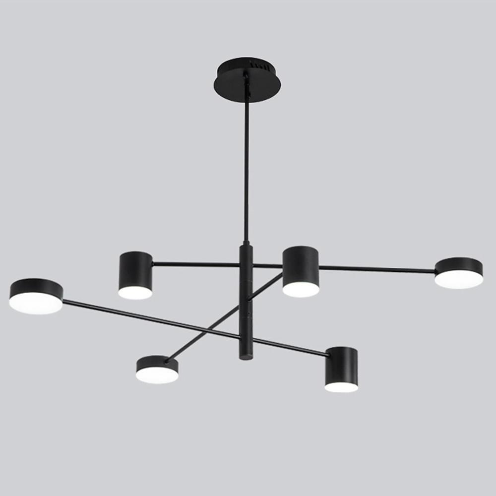Black industrial foyer sputnik chandeliers — Cool White (6000K)