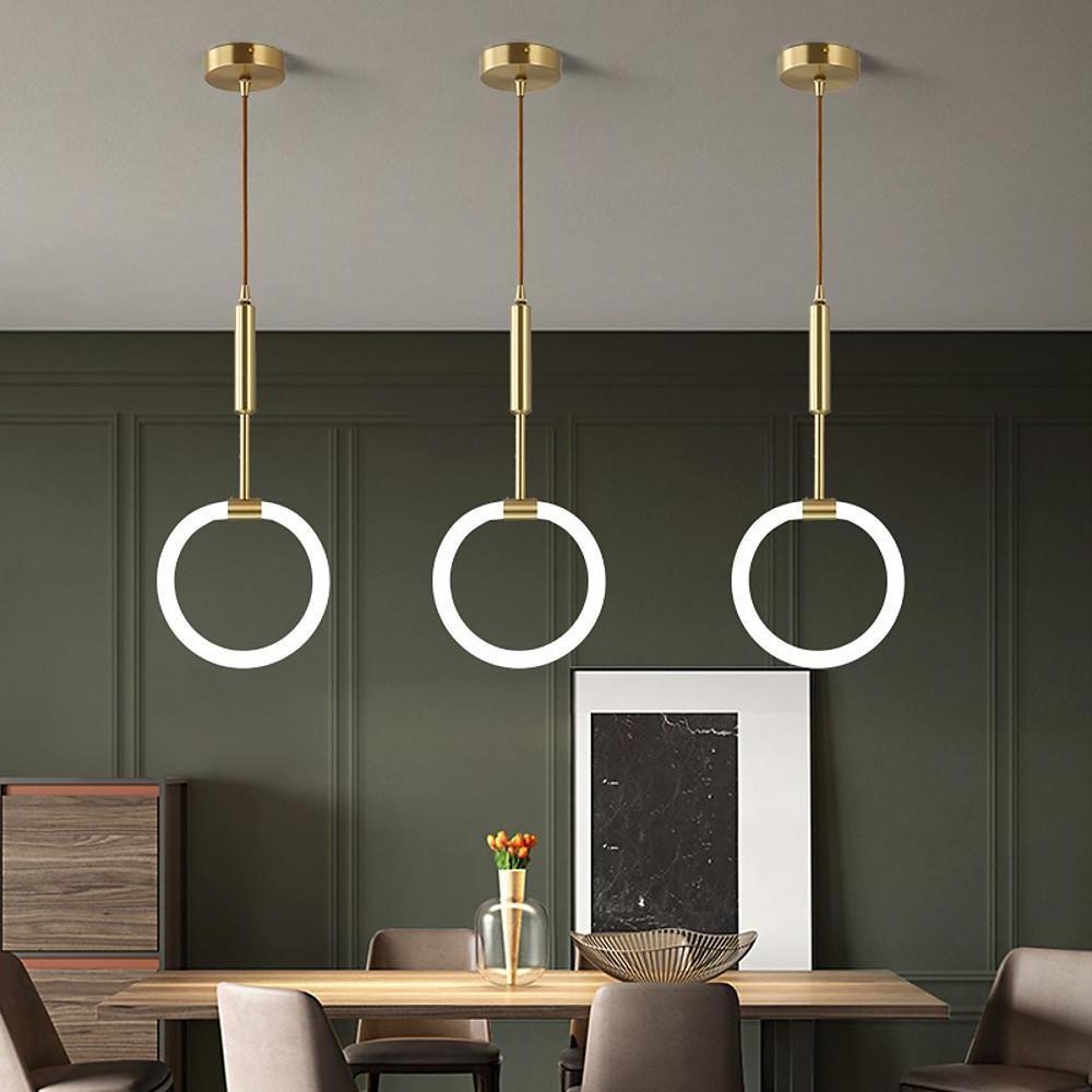Circle LED Gold Modern Pendant Light Hanging Lamp Island Lights Chandelier-Lighom