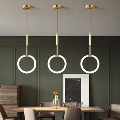 Circle LED Gold Modern Pendant Light Hanging Lamp Island Lights Chandelier-Lighom