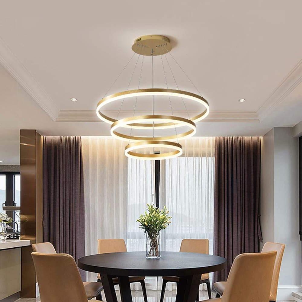 3 Circle Graduated Bedroom Pendant Lights Remote Control Pendant Lighting-Lighom