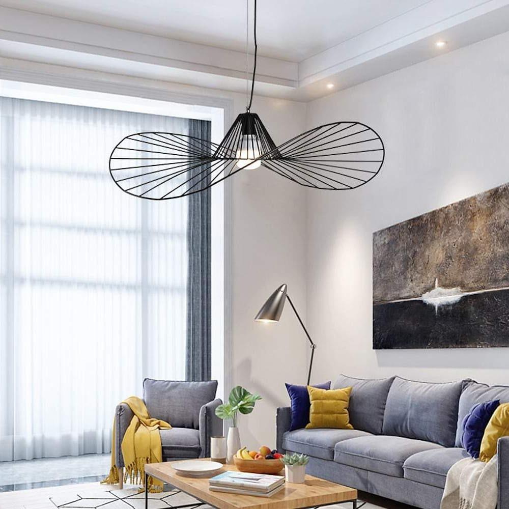 Hat-Shaped Linear Black Modern Pendant