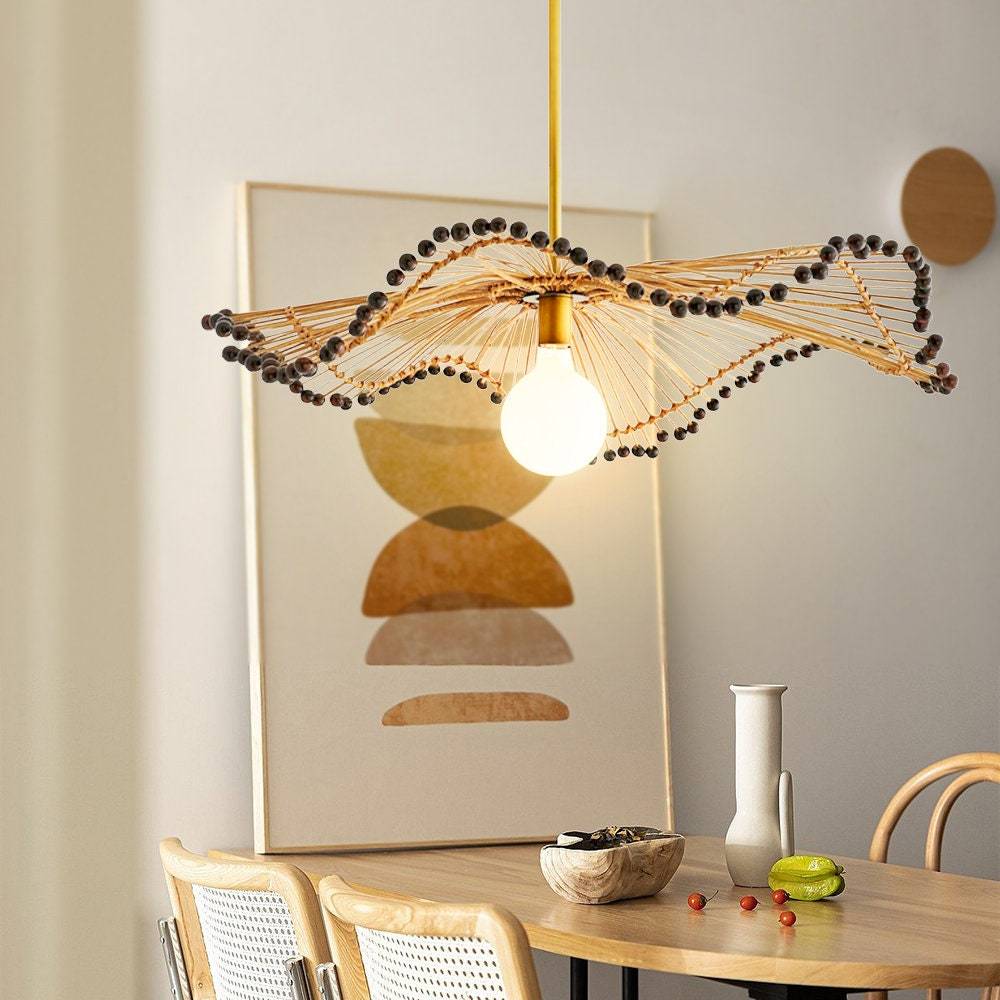 Modern Waverly Handwoven Rattan Pendant Light