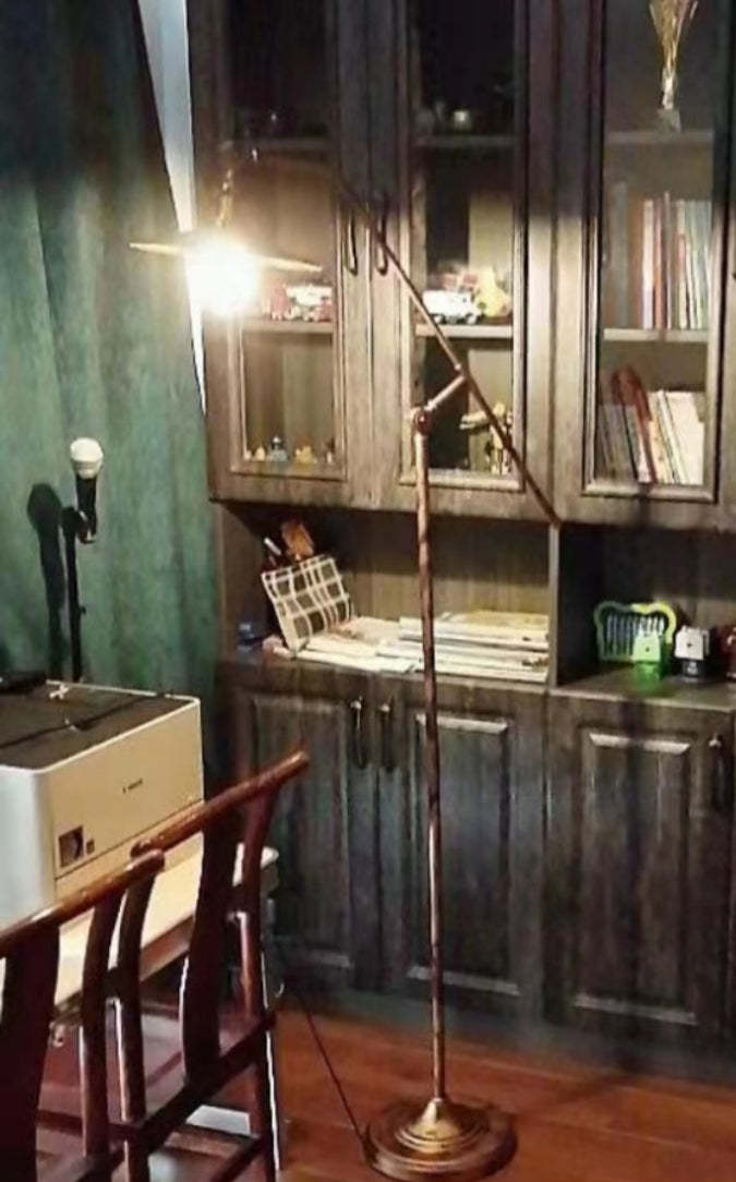 Industrial Cylindrical Long Arm Iron Floor Lamp