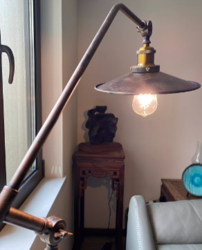 Industrial Cylindrical Long Arm Iron Floor Lamp