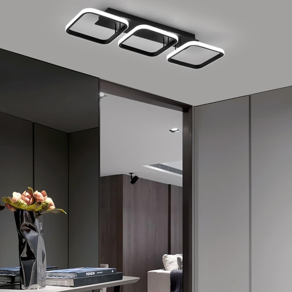 3 Square LED Black Modern Ceiling Lights Hanging Light Chandelier Ceiling Lamp-Lighom