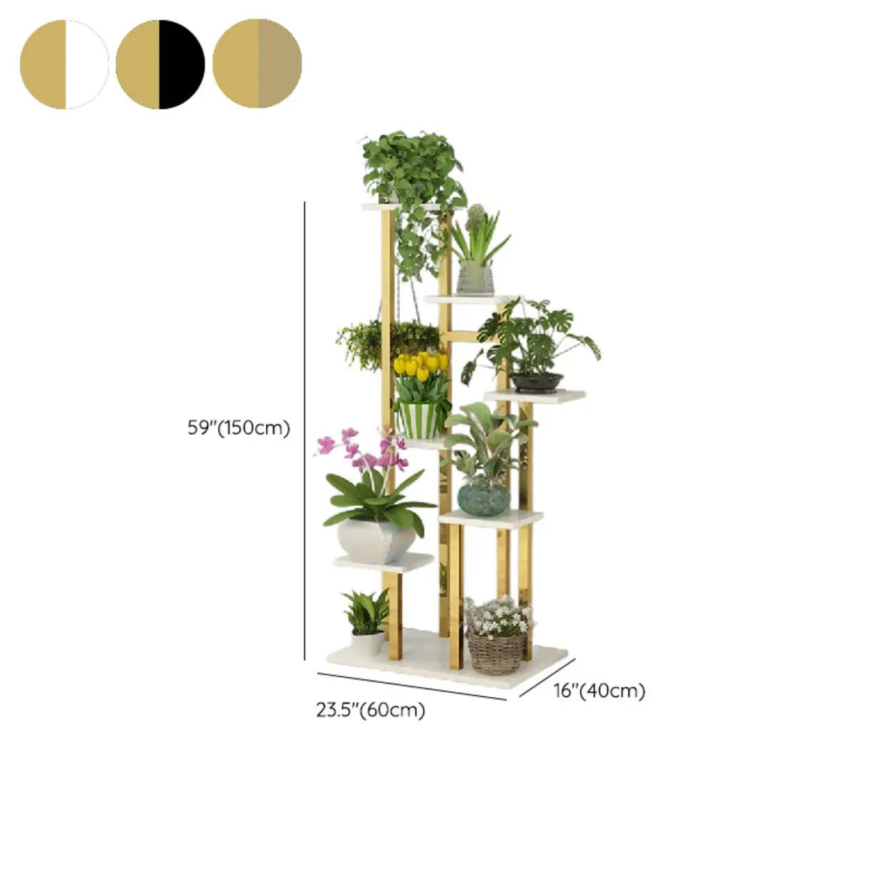 Gold 5-Tier Rectangle Wood Indoor Plant Stand