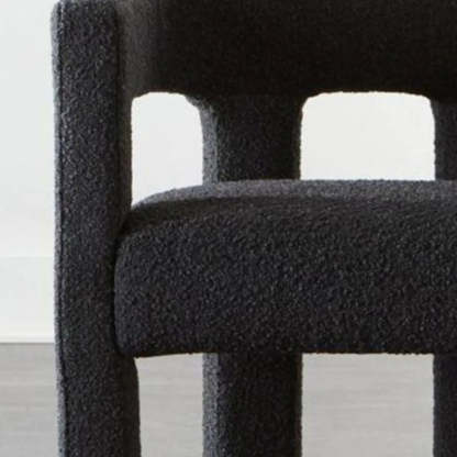 Black Square Upholstered Armrest Dining Chair