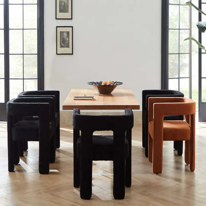 Black Square Upholstered Armrest Dining Chair — Purple