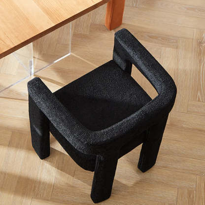 Black Square Upholstered Armrest Dining Chair