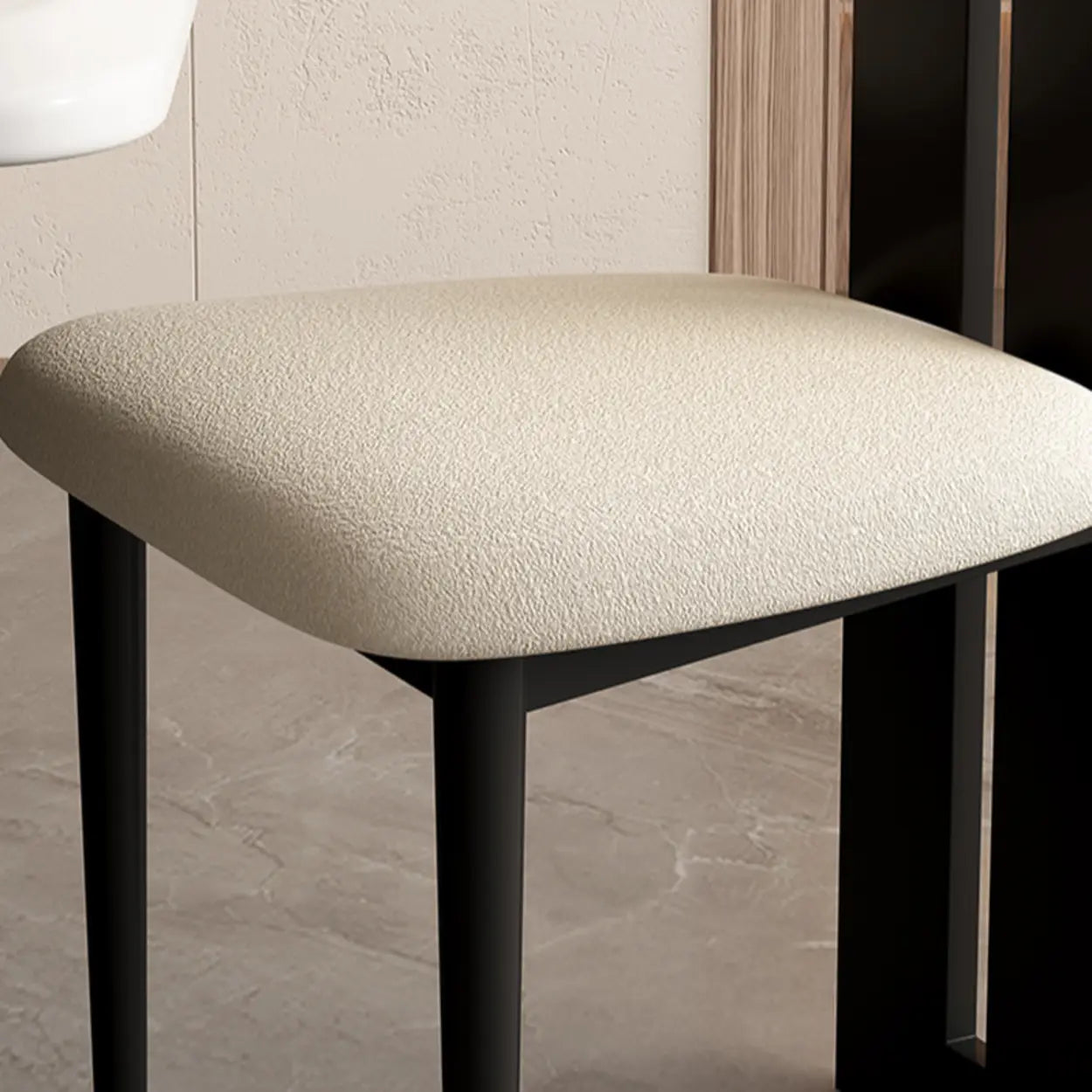 Cream Upholstered Slat-Back Dining Chair