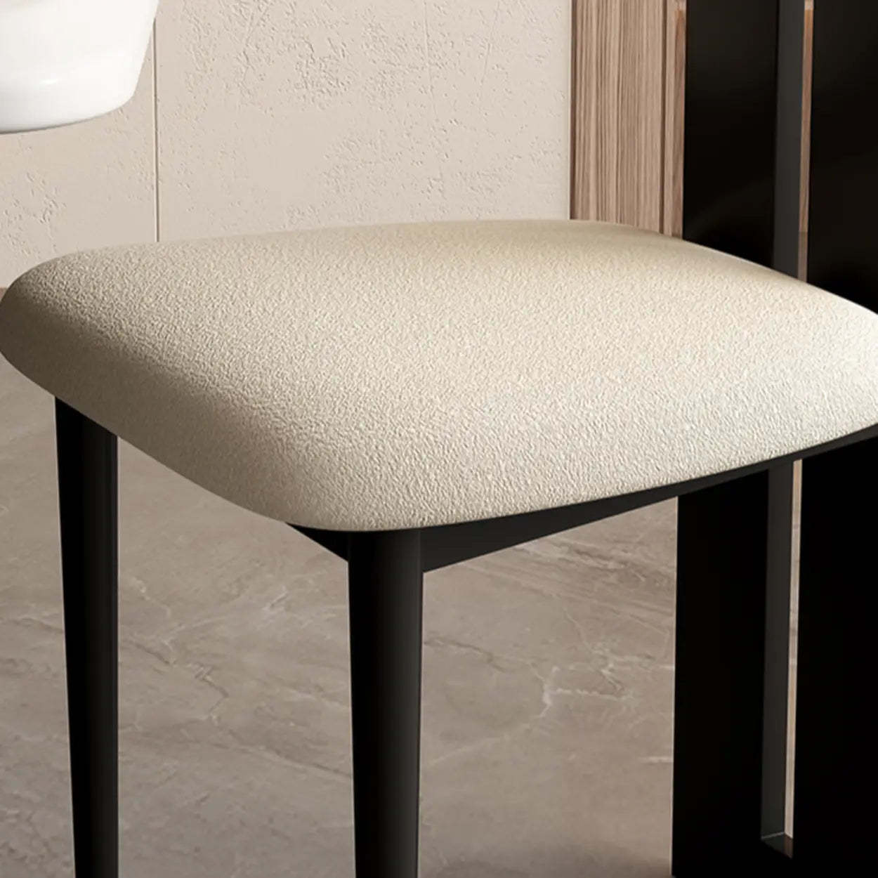 Cream Upholstered Slat-Back Dining Chair