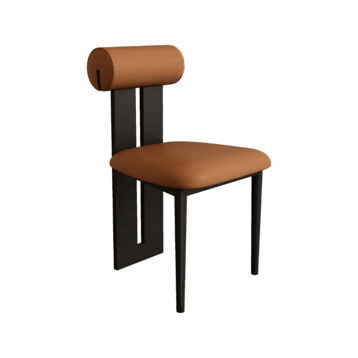 Cream Upholstered Slat-Back Dining Chair
