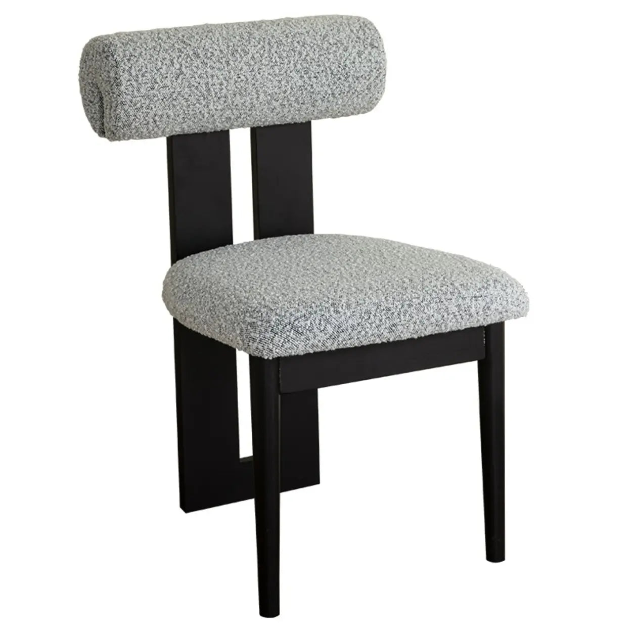 Cream Upholstered Slat-Back Dining Chair — Black / Lint
