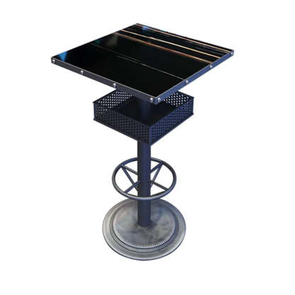 Industrial Black Small Round Bar Table with Shelf — Coffee / Rectangular / Table Only