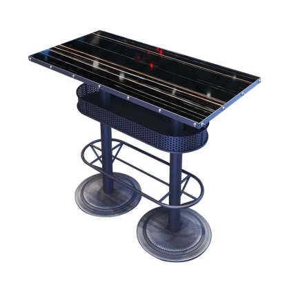 Industrial Black Small Round Bar Table with Shelf — Yellow/Brown / Square / Table Only